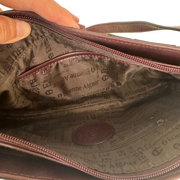 Vintage Etienne Aigner Burgundy Leather Shoulder Bag –  Minimalist Chic - Picture 11 of 16